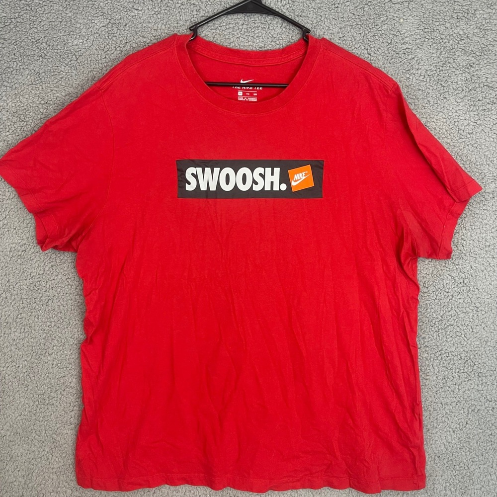 Nike The Nike Tee XXL‎ Mens Red Swoosh spellout logo Short Sleeve T Shirt Top